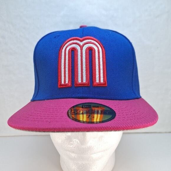 Mexico World Baseball Classic Blue/Pink New Era 59FIFTY Fitted Hat Sz 7 3/8 - Picture 1 of 8